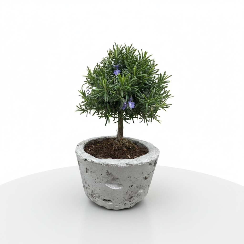 Bonsai Δεντρολίβανο Άρωμα Ελλάδος σε χειροποίητο τσιμεντένιο κασπώ